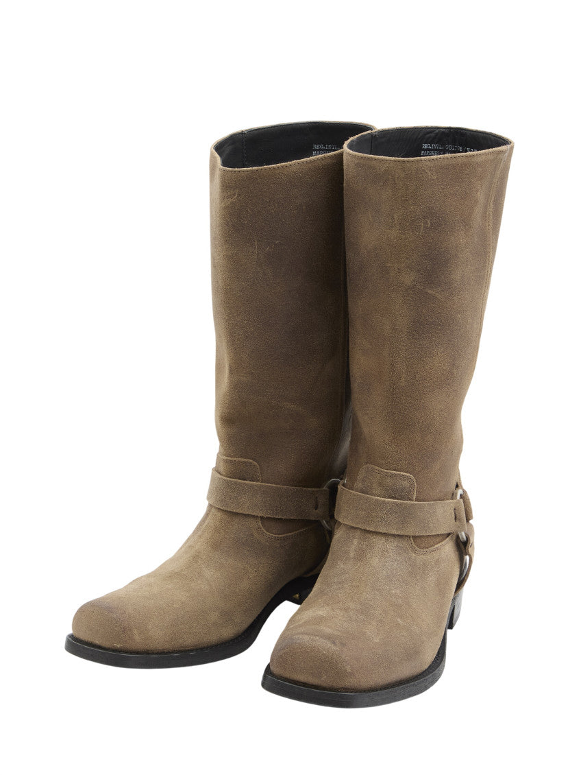 Brown High Biker Boots 2