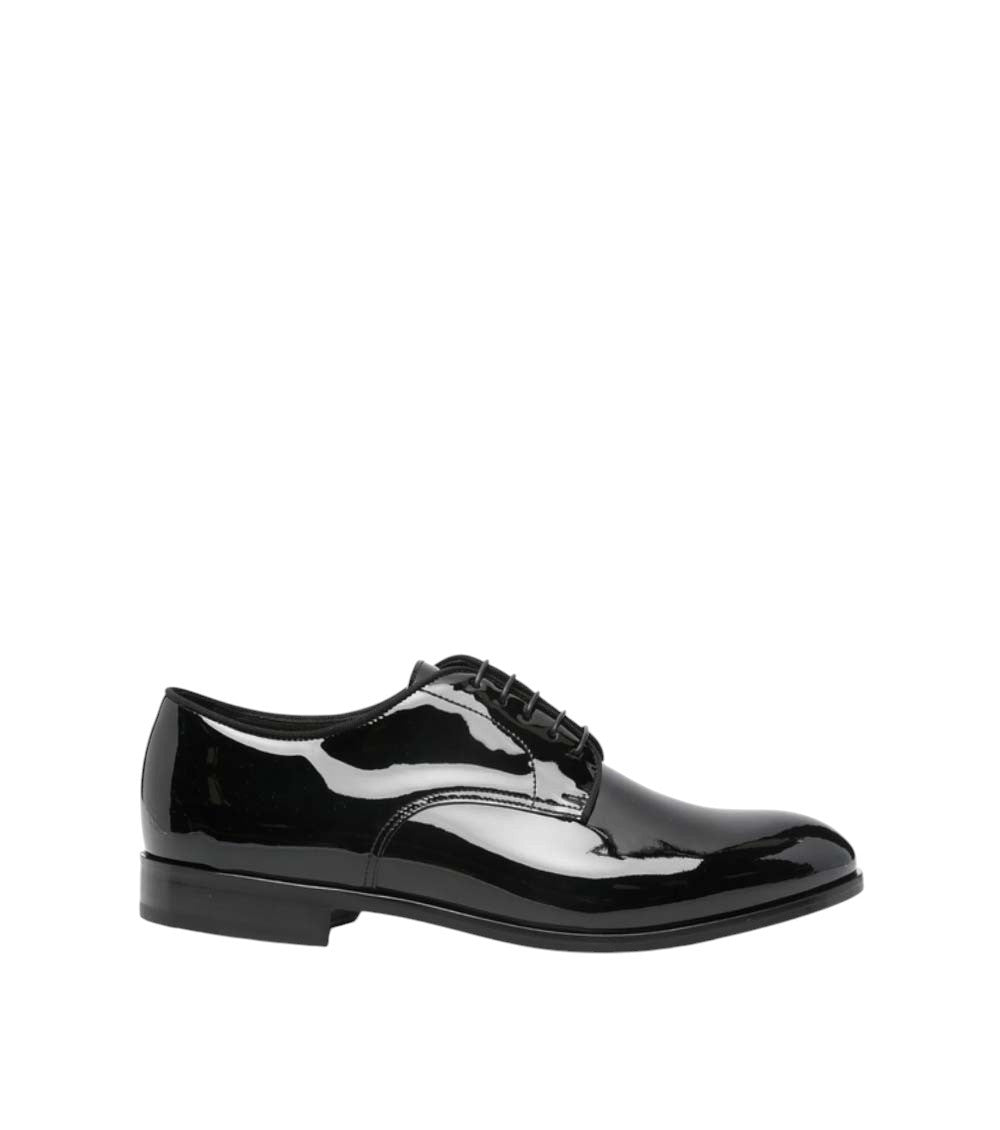 Black Leather  Finish Lace Up Dress Shoe 1