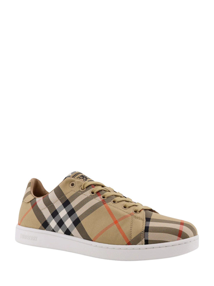Beige Check Pattern Sneakers 2