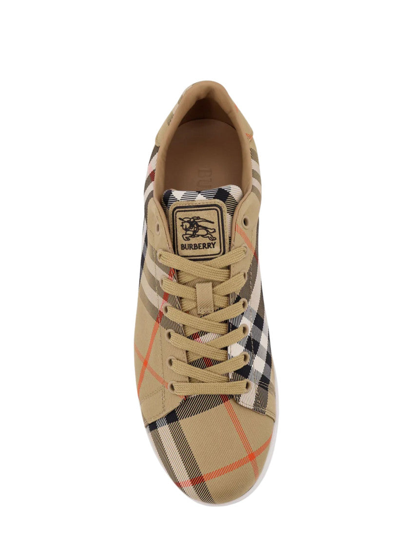 Beige Check Pattern Sneakers 4