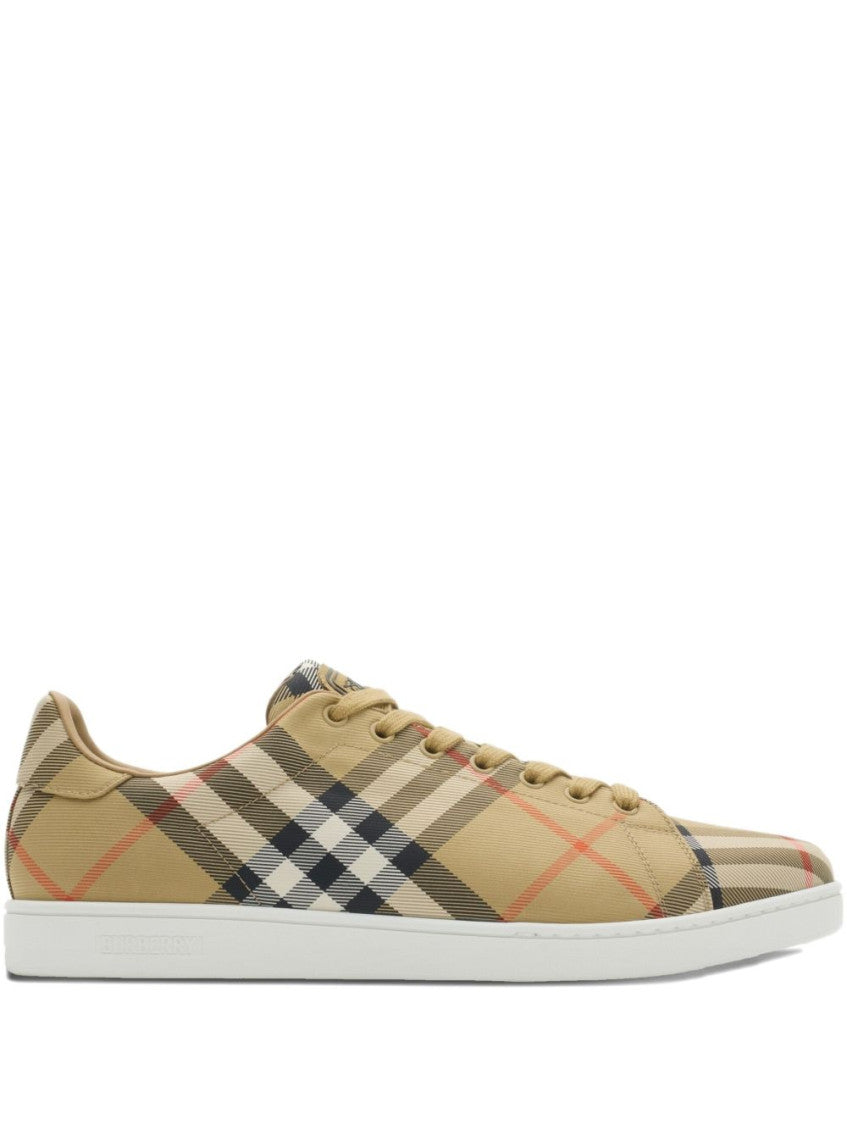 Beige Check Pattern Sneakers 6
