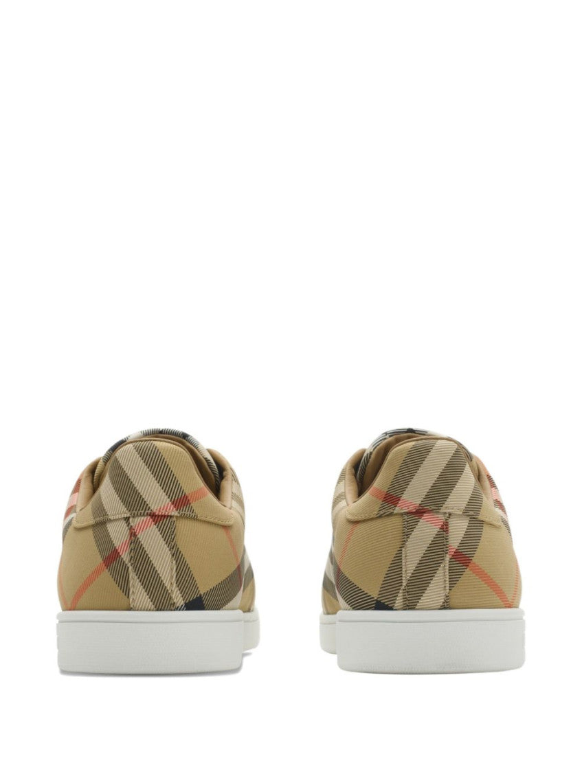 Beige Check Pattern Sneakers 7