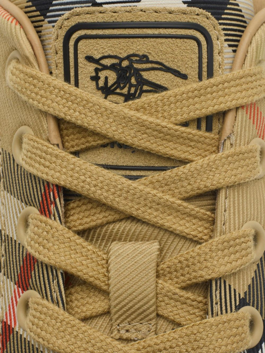 Beige Check Pattern Sneakers 8