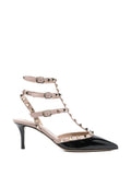 Black Rockstud Leather Pumps 1