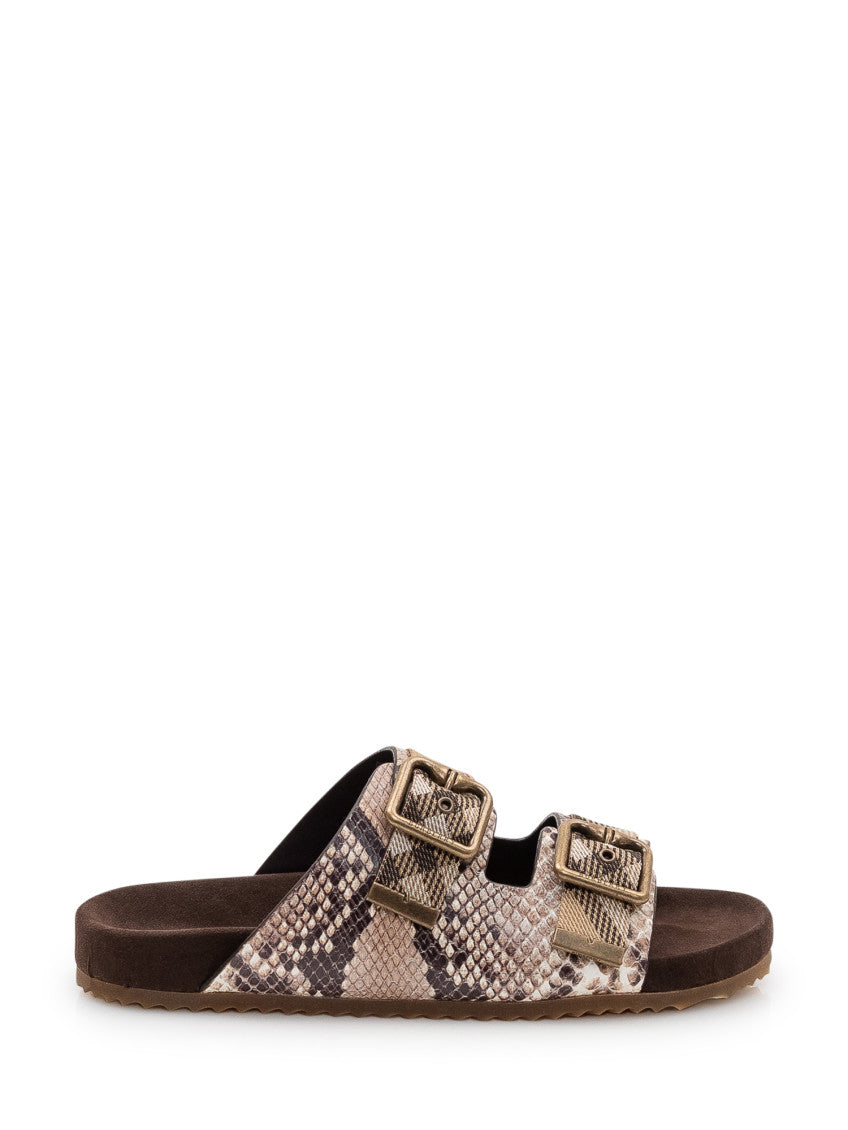 Brown Color Block Sandals 1