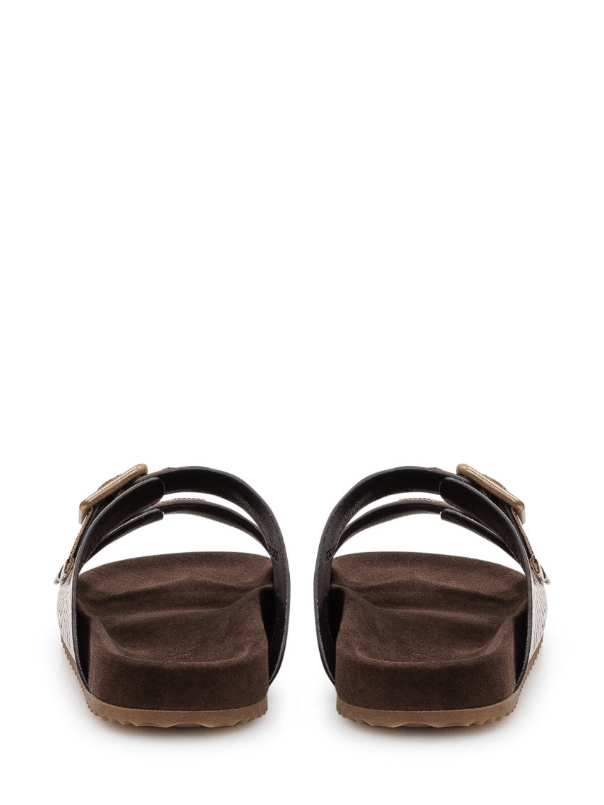 Brown Color Block Sandals 3