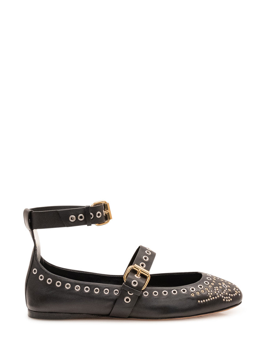 Black Ankle Strap Ballet Flats 1