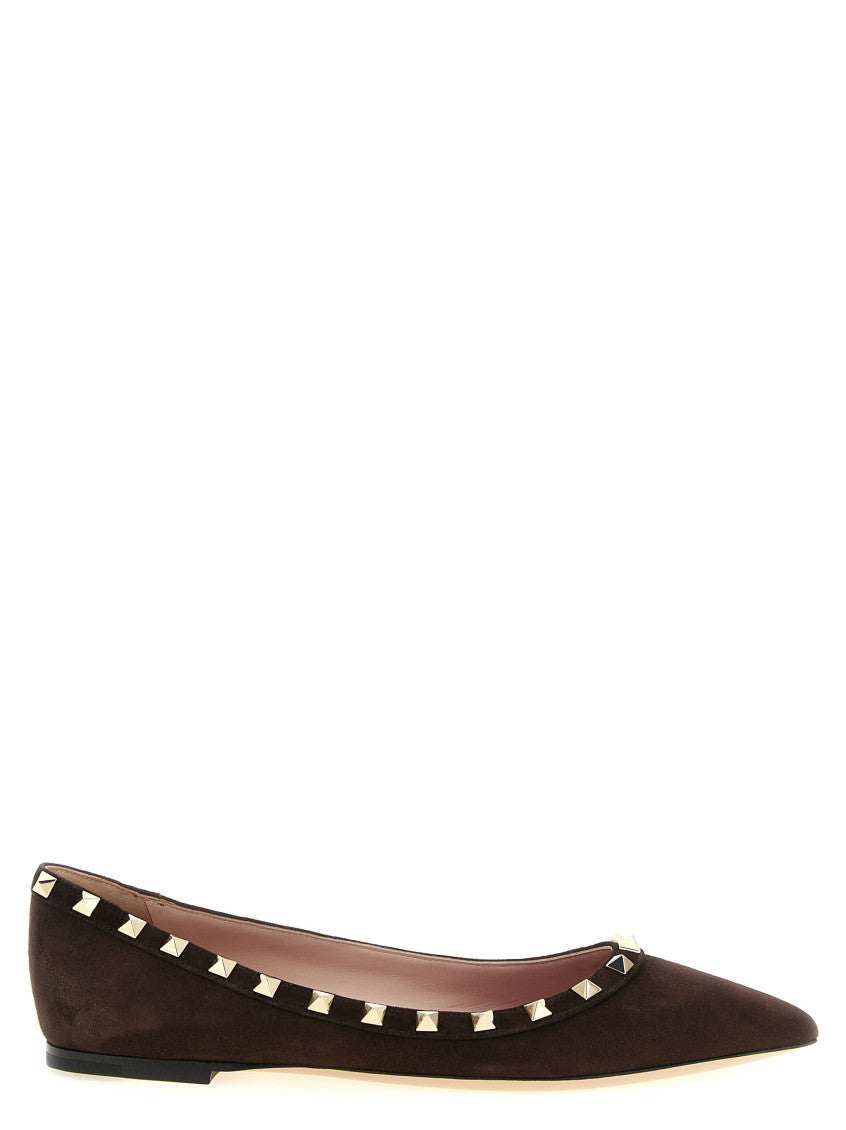 Dark Brown Studded Ballet Flats 1