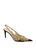 Beige Logo Horsebit Pumps 1