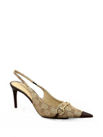 Beige Logo Horsebit Pumps 1