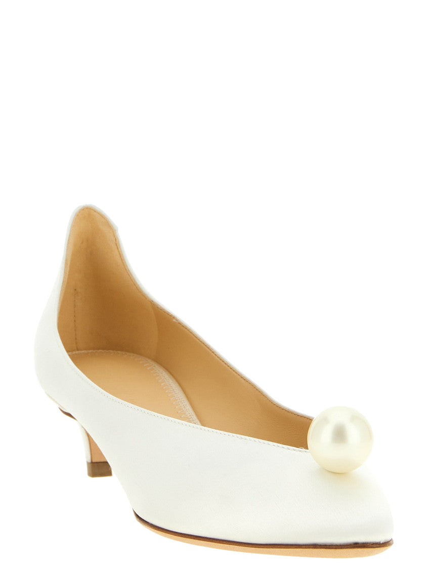 White Embellished Pearl Pumps 2