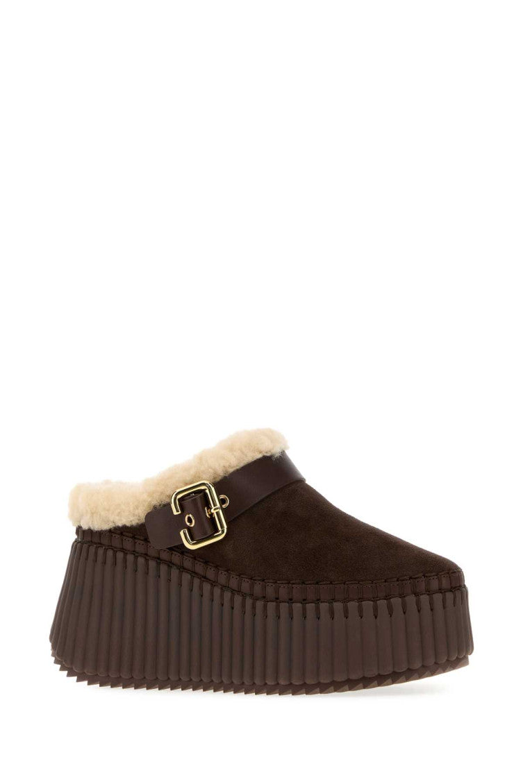Dark Brown Suede Mules 2