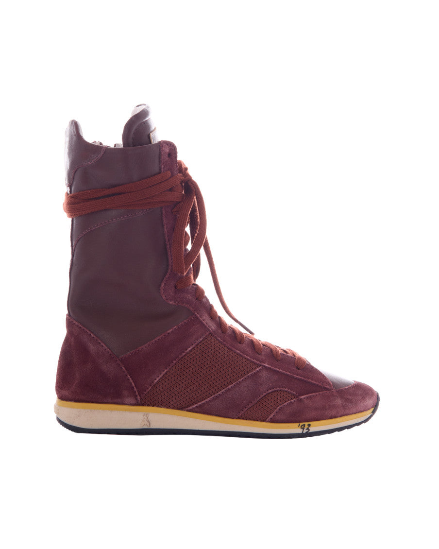 Burgundy Perforated High-Top Sneaker 1