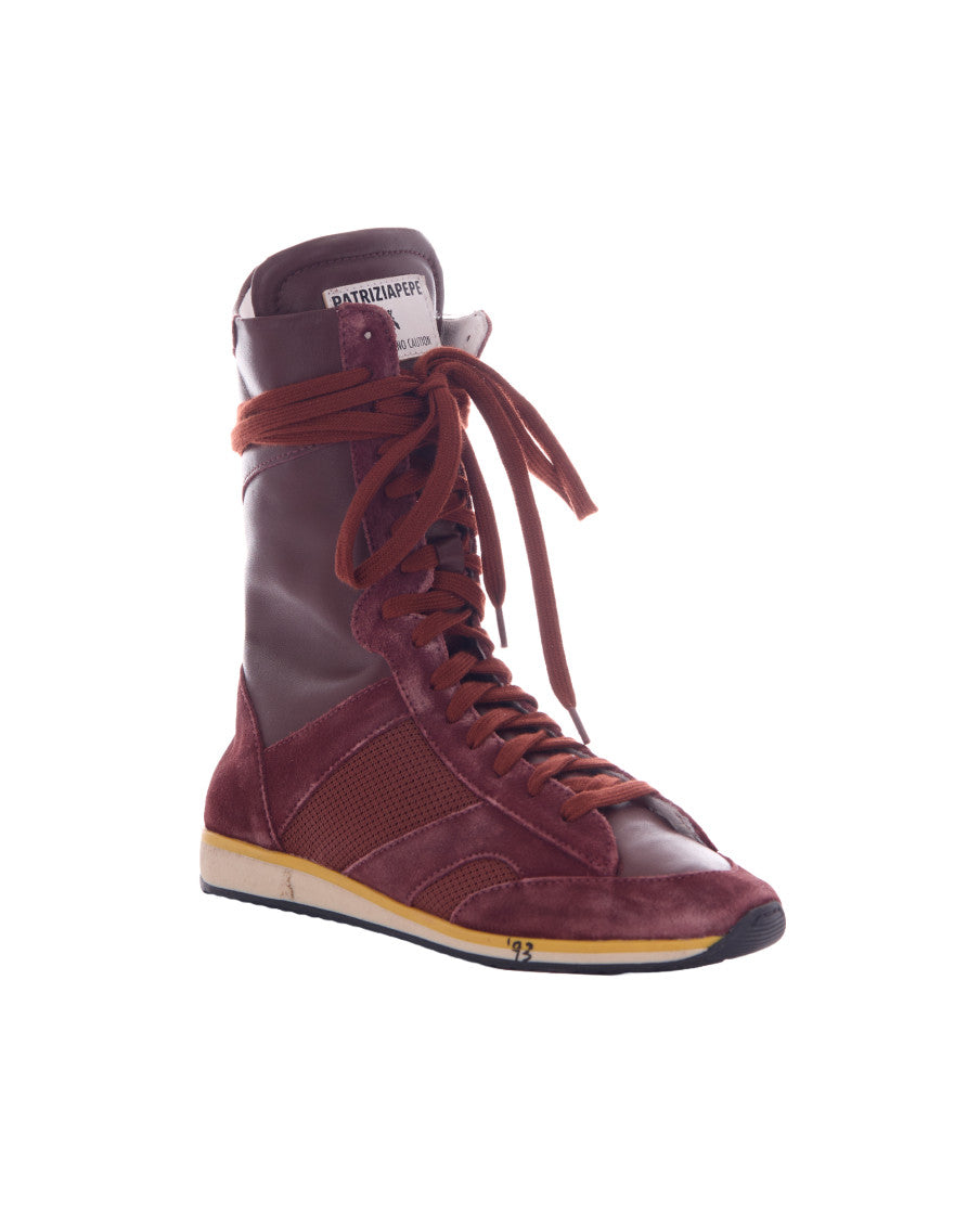 Burgundy Perforated High-Top Sneaker 2