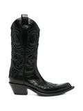 Black Embroidered Leather Boots 1