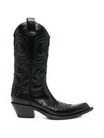 Black Embroidered Leather Boots 1