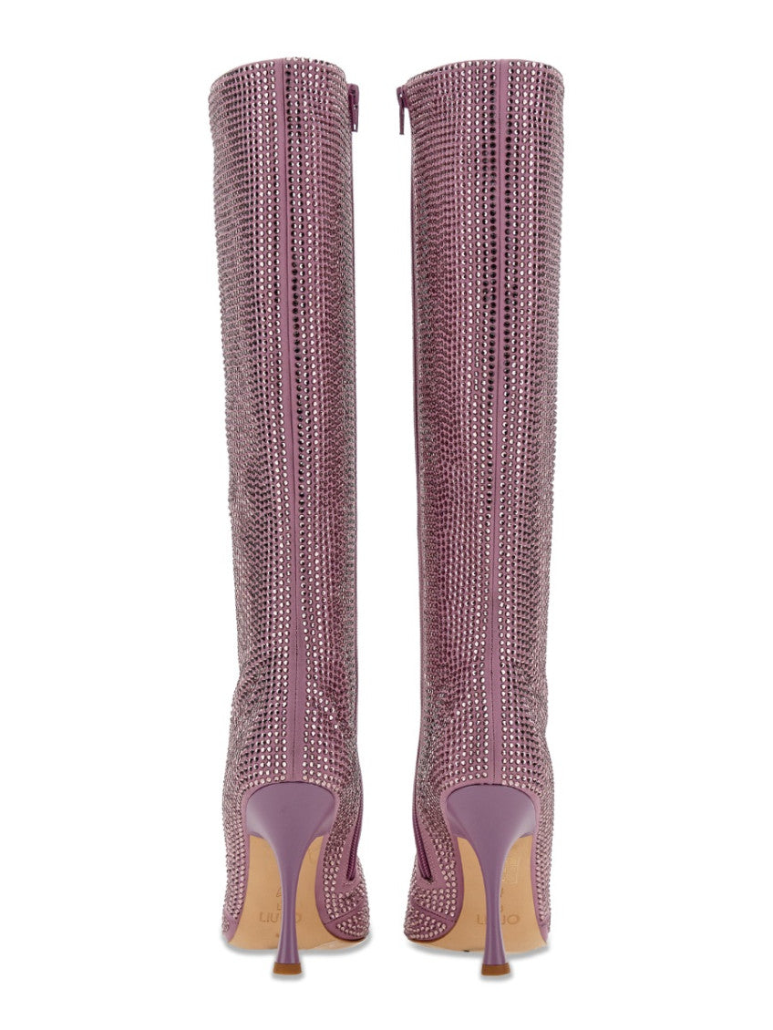 Purple Rhinestone High Boots 3