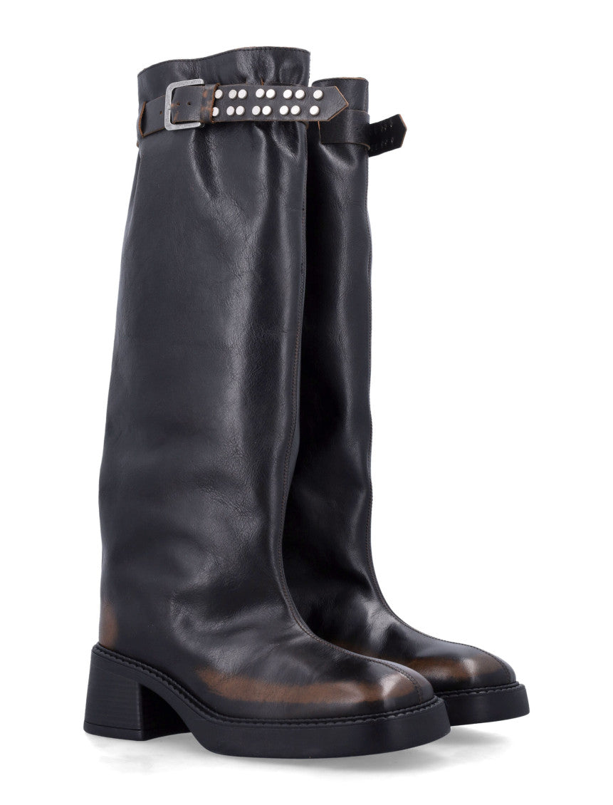 Brown Distressed Boots 2