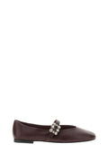 Maroon Crystal Buckle Ballet Flats 1