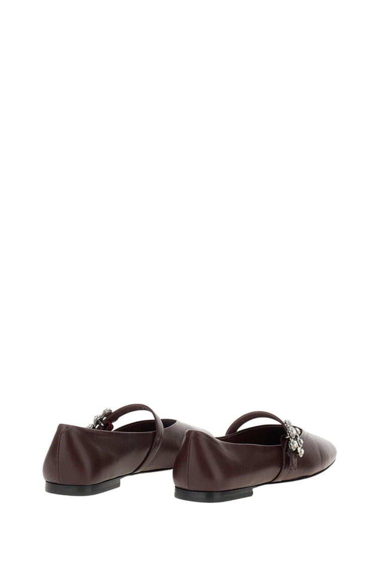 Maroon Crystal Buckle Ballet Flats 3