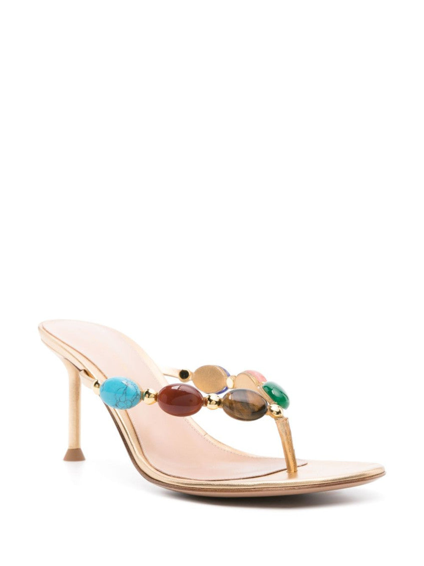 Beige Jewel Embellished Heels 3