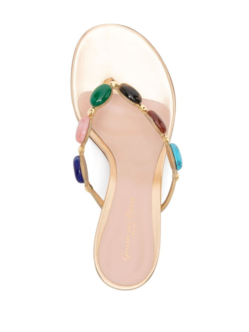 Beige Jewel Embellished Heels 4