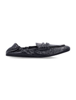 Black Crinkled Leather Loafers 1