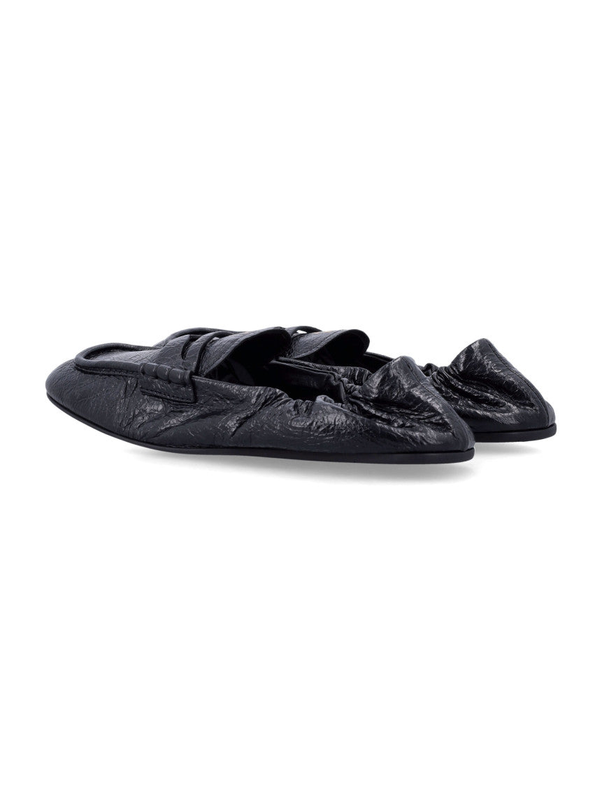 Black Crinkled Leather Loafers 3