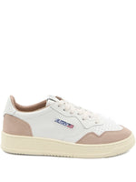 Pink White Lace Up Sneakers 1