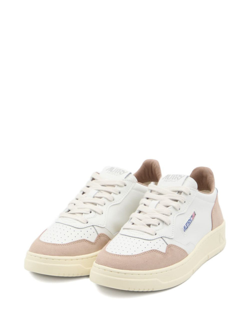 Pink White Lace Up Sneakers 2