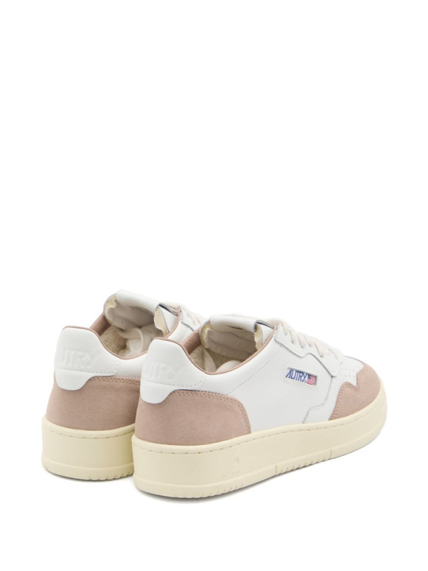 Pink White Lace Up Sneakers 3