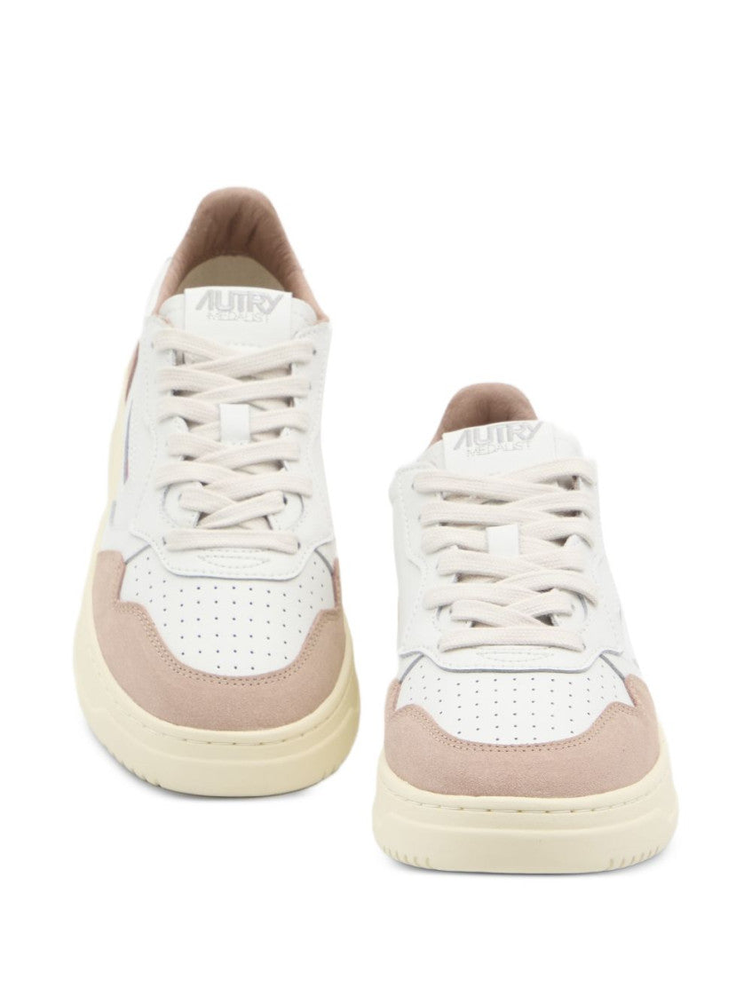 Pink White Lace Up Sneakers 4